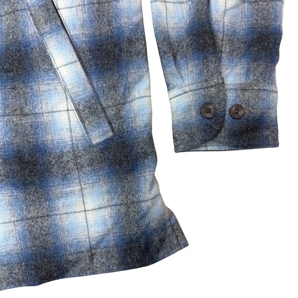 Pendleton Brightwood Blue/Gray ombre check Virgin Wool Full Zip Jacket Men's M - Picture 4 of 7